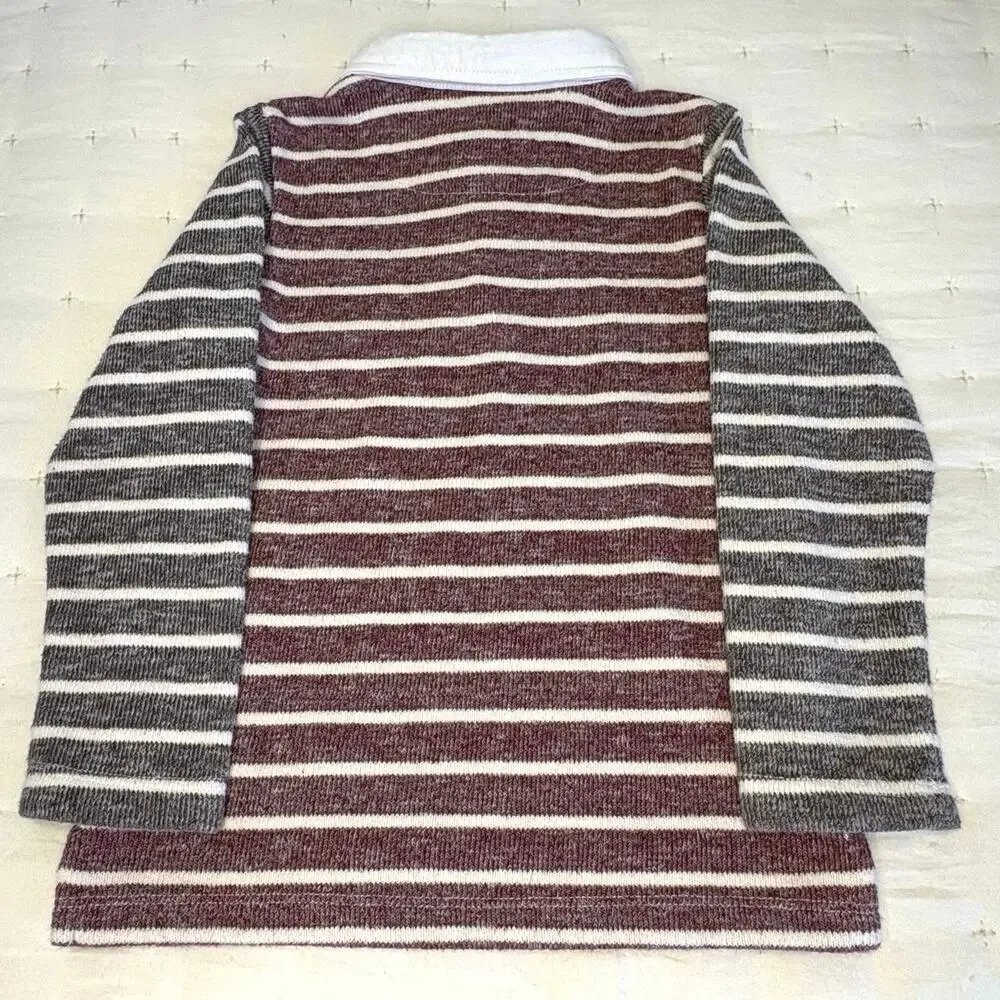 Me & Henry Striped Rugby Shirt Sweater Boy's 4/5 | Maroon, Gray